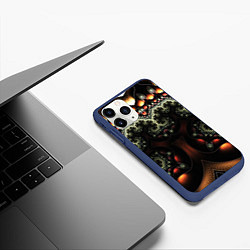 Чехол iPhone 11 Pro матовый ФРАКТАЛЬНЫЙ ОПТИЧЕСКИЙ УЗОР, цвет: 3D-тёмно-синий — фото 2