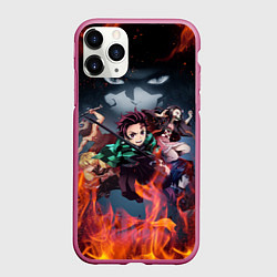 Чехол iPhone 11 Pro матовый KIMETSU NO YAIBA, цвет: 3D-малиновый