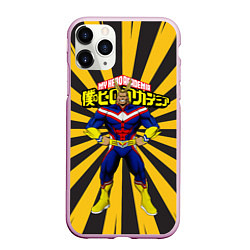 Чехол iPhone 11 Pro матовый MY HERO ACADEMIA желтые полосы, цвет: 3D-розовый