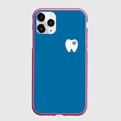 Чехол iPhone 11 Pro матовый Стоматолог, цвет: 3D-малиновый