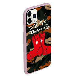 Чехол iPhone 11 Pro матовый 23 февраля ля носки, цвет: 3D-розовый — фото 2