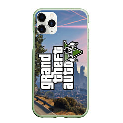 Чехол iPhone 11 Pro матовый GTA 5, цвет: 3D-салатовый