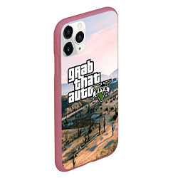 Чехол iPhone 11 Pro матовый Grand Theft Auto 5, цвет: 3D-малиновый — фото 2