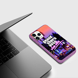 Чехол iPhone 11 Pro матовый Grand Theft Auto Vice City, цвет: 3D-фиолетовый — фото 2