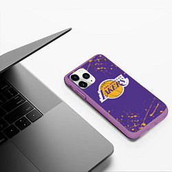 Чехол iPhone 11 Pro матовый LA LAKERS, цвет: 3D-фиолетовый — фото 2