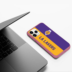 Чехол iPhone 11 Pro матовый LA LAKERS, цвет: 3D-малиновый — фото 2