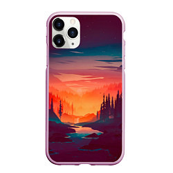 Чехол iPhone 11 Pro матовый Minimal forest sunset