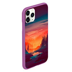 Чехол iPhone 11 Pro матовый Minimal forest sunset, цвет: 3D-фиолетовый — фото 2