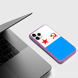 Чехол iPhone 11 Pro матовый ВМФ СССР, цвет: 3D-фиолетовый — фото 2