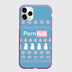 Чехол iPhone 11 Pro матовый Pornhub - christmas sweater, цвет: 3D-фиолетовый