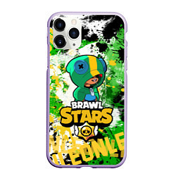 Чехол iPhone 11 Pro матовый Brawl Stars Leon, цвет: 3D-светло-сиреневый