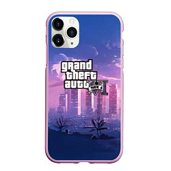 Чехол iPhone 11 Pro матовый GTA VI, цвет: 3D-розовый