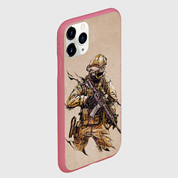 Чехол iPhone 11 Pro матовый Военный, цвет: 3D-малиновый — фото 2