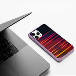 Чехол iPhone 11 Pro матовый Glitch of gradient, цвет: 3D-сиреневый — фото 2