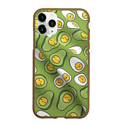 Чехол iPhone 11 Pro матовый АВАКАДО паттерн, цвет: 3D-коричневый