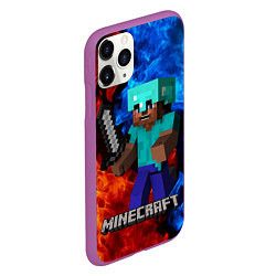 Чехол iPhone 11 Pro матовый MINECRAFT, цвет: 3D-фиолетовый — фото 2