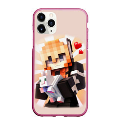 Чехол iPhone 11 Pro матовый MINECRAFT, цвет: 3D-малиновый