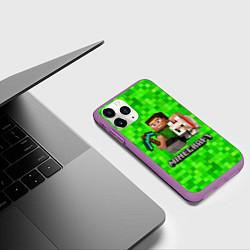 Чехол iPhone 11 Pro матовый MINECRAFT, цвет: 3D-фиолетовый — фото 2