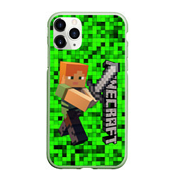 Чехол iPhone 11 Pro матовый MINECRAFT, цвет: 3D-салатовый