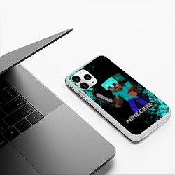 Чехол iPhone 11 Pro матовый MINECRAFT, цвет: 3D-белый — фото 2
