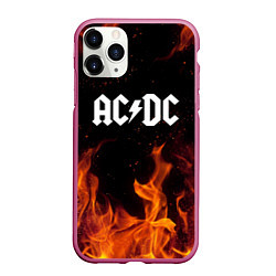 Чехол iPhone 11 Pro матовый AC DC, цвет: 3D-малиновый