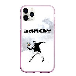 Чехол iPhone 11 Pro матовый Banksy, цвет: 3D-розовый