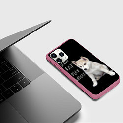 Чехол iPhone 11 Pro матовый Sleep Eat Play Repeat Хаски щенок, цвет: 3D-малиновый — фото 2