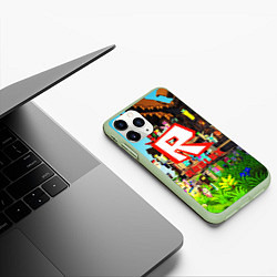 Чехол iPhone 11 Pro матовый ROBLOX, цвет: 3D-салатовый — фото 2