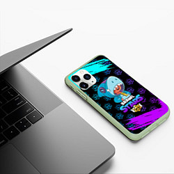 Чехол iPhone 11 Pro матовый Brawl stars leon shark, цвет: 3D-салатовый — фото 2