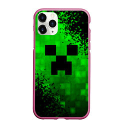 Чехол iPhone 11 Pro матовый MINECRAFT, цвет: 3D-малиновый