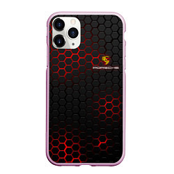 Чехол iPhone 11 Pro матовый PORSCHE, цвет: 3D-розовый