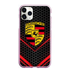 Чехол iPhone 11 Pro матовый PORSCHE, цвет: 3D-розовый