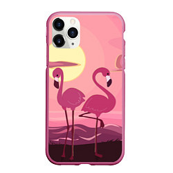 Чехол iPhone 11 Pro матовый Фламинго, цвет: 3D-малиновый