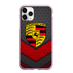 Чехол iPhone 11 Pro матовый PORSCHE, цвет: 3D-розовый