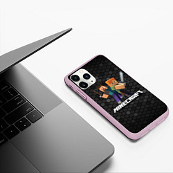 Чехол iPhone 11 Pro матовый Minecraft Майнкрафт, цвет: 3D-розовый — фото 2