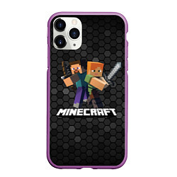 Чехол iPhone 11 Pro матовый Minecraft Майнкрафт, цвет: 3D-фиолетовый