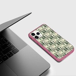 Чехол iPhone 11 Pro матовый Денежная тема, цвет: 3D-малиновый — фото 2