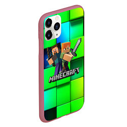 Чехол iPhone 11 Pro матовый MINECRAFT, цвет: 3D-малиновый — фото 2