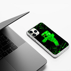 Чехол iPhone 11 Pro матовый MINECRAFT CREEPER, цвет: 3D-белый — фото 2