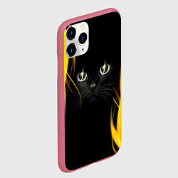 Чехол iPhone 11 Pro матовый Грозовой кошак, цвет: 3D-малиновый — фото 2