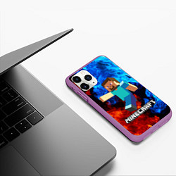 Чехол iPhone 11 Pro матовый MINECRAFT, цвет: 3D-фиолетовый — фото 2