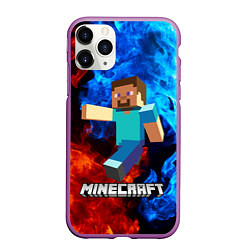 Чехол iPhone 11 Pro матовый MINECRAFT, цвет: 3D-фиолетовый