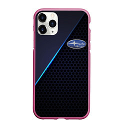 Чехол iPhone 11 Pro матовый SUBARU, цвет: 3D-малиновый