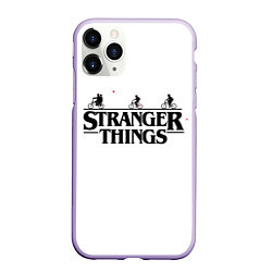 Чехол iPhone 11 Pro матовый STRANGER THINGS, цвет: 3D-светло-сиреневый