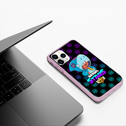 Чехол iPhone 11 Pro матовый Brawl stars leon shark, цвет: 3D-розовый — фото 2