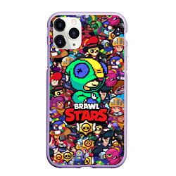 Чехол iPhone 11 Pro матовый BRAWL STARS:LEON 8 BIT, цвет: 3D-светло-сиреневый