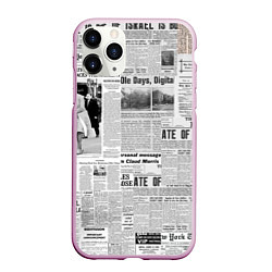 Чехол iPhone 11 Pro матовый Газета Newspaper, цвет: 3D-розовый