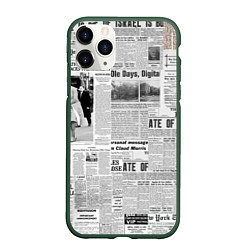 Чехол iPhone 11 Pro матовый Газета Newspaper, цвет: 3D-темно-зеленый