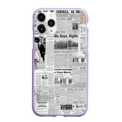Чехол iPhone 11 Pro матовый Газета Newspaper, цвет: 3D-светло-сиреневый