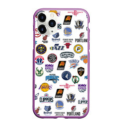 Чехол iPhone 11 Pro матовый NBA Pattern, цвет: 3D-фиолетовый